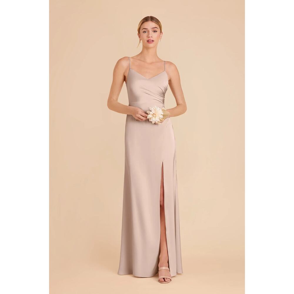 Birdy Grey Catherine Dress Matte Satin Taupe Medium Wedding Bridesmaid Neutral